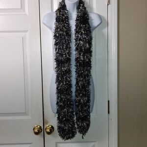 Black and White  fuzzy winter scarf